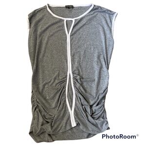 𝅺vince Camuto gray sleeveless blouse with two front cut outs, medium